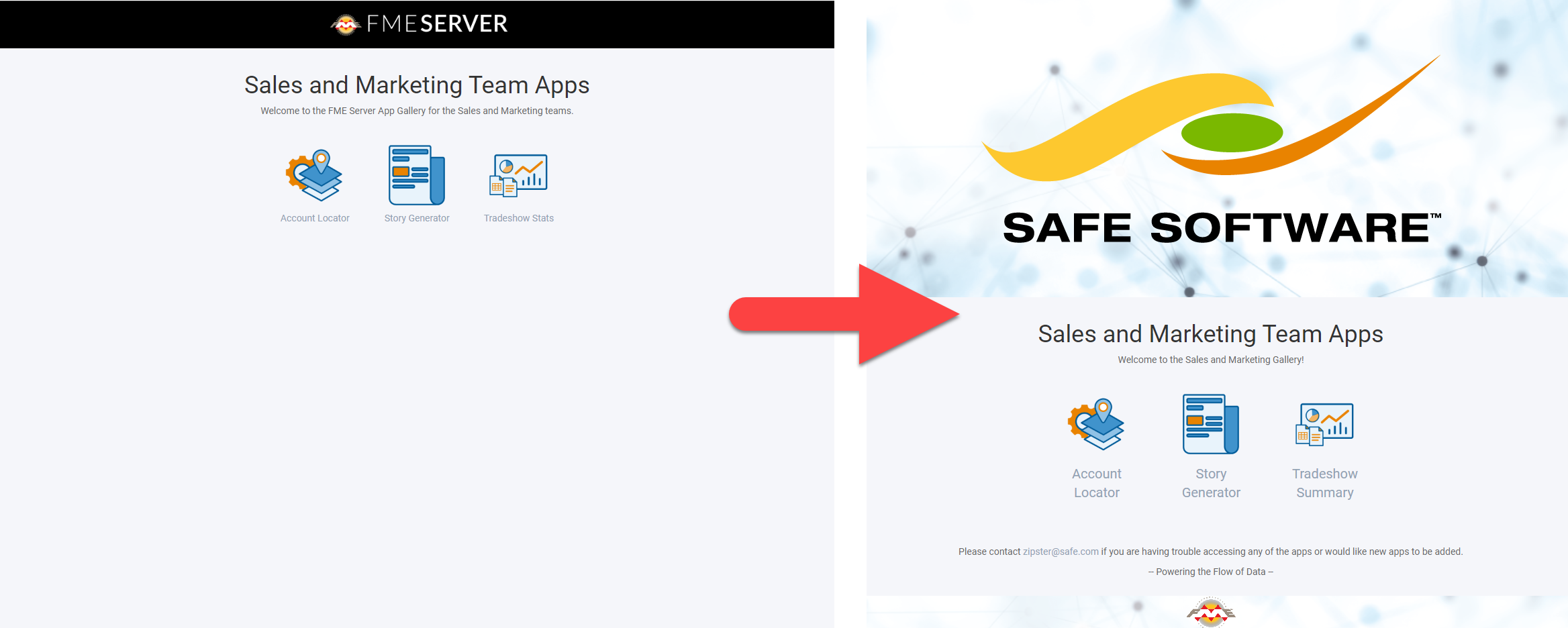 Un-customized and customized Gallery App page